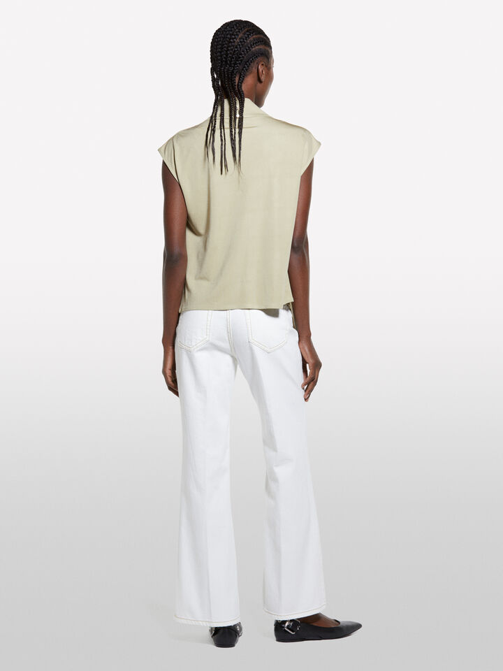 Military green draped top - blouses pour femme - Kaki | Sisley image number 3